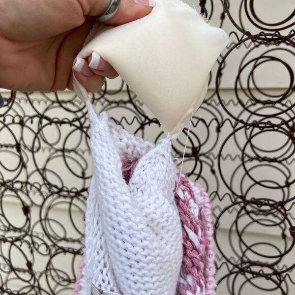 Vintage 90s American Weekend Pink Pastel Argyle Fringe Snowflake Sweater 20W - Picture 7 of 7